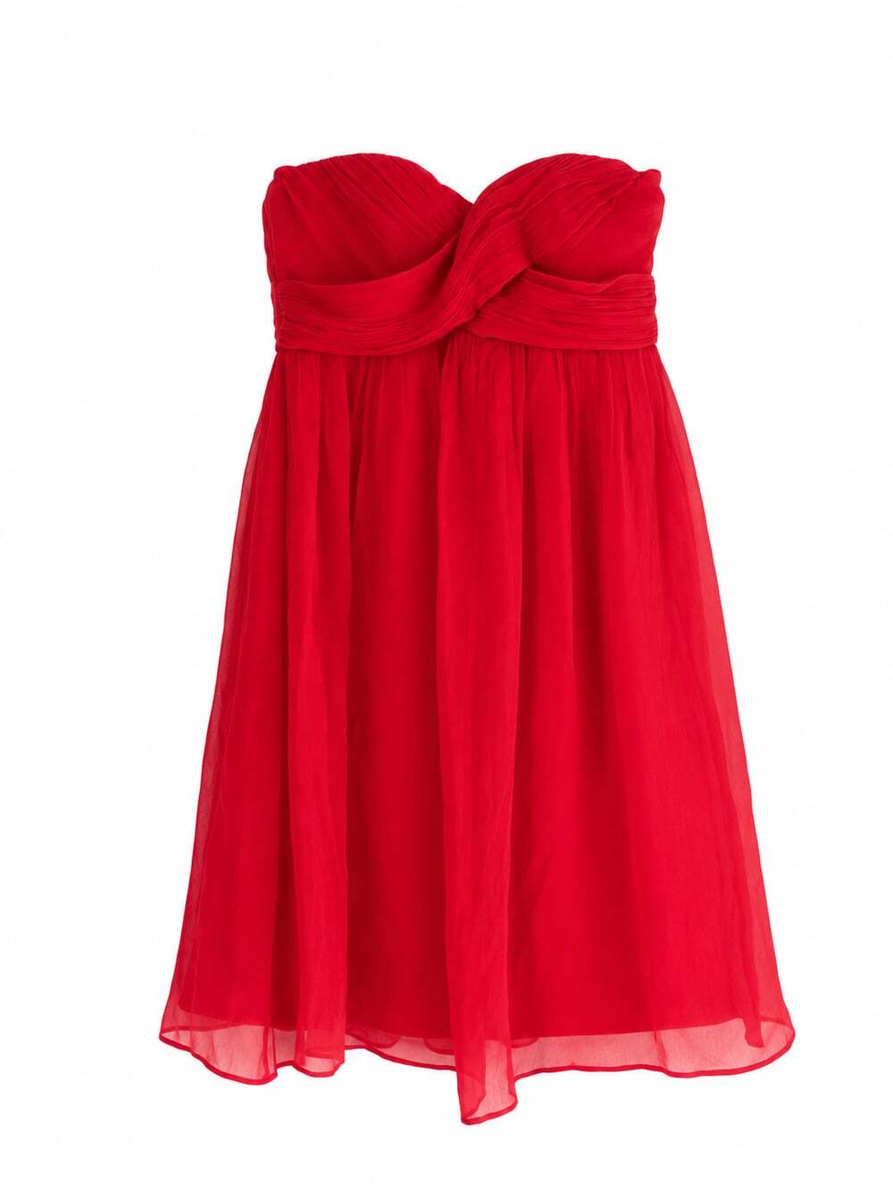 J.Crew Taryn Red Silk Chiffon Strapless Homecoming Dress Size 2